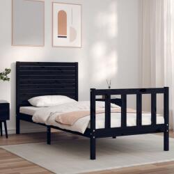 vidaXL fekete tömör fa ágykeret fejtámlával Small Single (3193170)