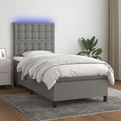 vidaXL sötétszürke szövet rugós és LED-es ágy matraccal 100x200 cm (3135174)