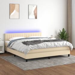 vidaXL krémszínű szövet rugós és LED-es ágy matraccal 180 x 200 cm (3133338)