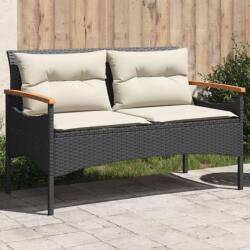 vidaXL fekete polyrattan kerti pad párnával 116 x 62, 5 x 74 (368401) - vidaxl