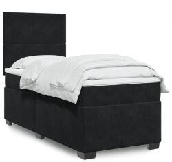 vidaXL fekete bársony rugós ágy matraccal 80 x 200 cm (3290758)