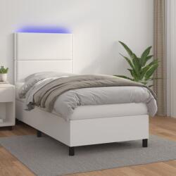 vidaXL fehér műbőr rugós ágy matraccal és LED-del 90x190 cm (3135856)