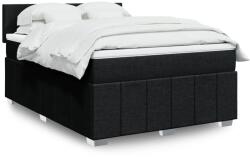 vidaXL fekete szövet rugós ágy matraccal 140 x 190 cm (3289358)