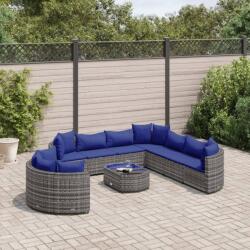 vidaXL 10 részes szürke polyrattan kerti ülőgarnitúra párnákkal (3308415)