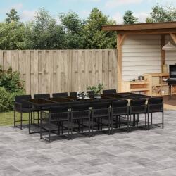 vidaXL 13 részes fekete polyrattan kerti ülőgarnitúra párnákkal (3211483)