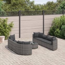 vidaXL 9 részes szürke polyrattan kerti ülőgarnitúra párnákkal (3308426)