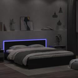 vidaXL fekete ágykeret fejtámlával és LED-del 180 x 200 cm (3207589)