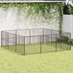 vidaXL 12 paneles fekete porszórt acél kutyajáróka (3209554) - vidaxl
