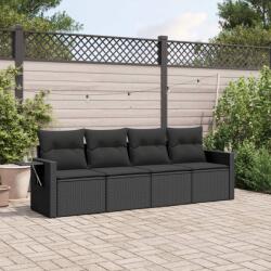 vidaXL 4 részes fekete polyrattan kerti ülőgarnitúra párnákkal (3252212)