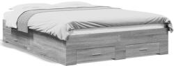 vidaXL szürke sonoma színű szerelt fa ágykeret fiókokkal 140 x 190 cm (3280403)