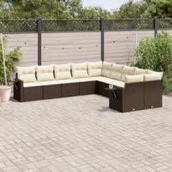 vidaXL 10 részes barna polyrattan kerti ülőgarnitúra párnákkal (3220712) - vidaxl