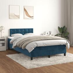 vidaXL sötétkék bársony rugós ágy matraccal 120 x 200 cm (3141537)