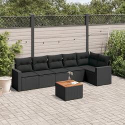vidaXL 7 részes fekete polyrattan kerti ülőgarnitúra párnával (3256461)