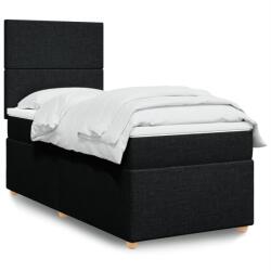 vidaXL fekete szövet rugós ágy matraccal 90x200 cm (3291158)