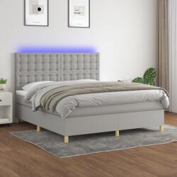 vidaXL világosszürke szövet rugós és LED-es ágy matraccal 160x200 cm (3135765)