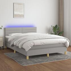 vidaXL világosszürke szövet rugós és LED-es ágy matraccal 140x190 cm (3133789)