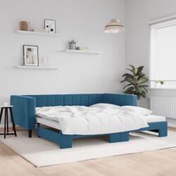 vidaXL kék kihúzható bársony heverő 100 x 200 cm (3196697)