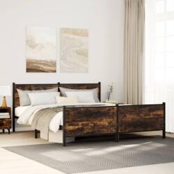 vidaXL füstös tölgy színű fém ágykeret matrac nélkül 180 x 200 cm (3301355)