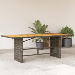 vidaXL szürke polyrattan kerti asztal akácfa lappal 190 x 80 x 75 cm (365601)