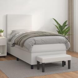 vidaXL fehér műbőr rugós ágy matraccal 90x190 cm (3137516)