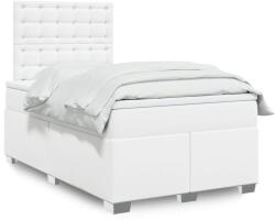 vidaXL fehér műbőr rugós ágy matraccal 120 x 200 cm (3293017)