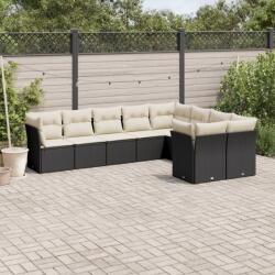 vidaXL 9 részes fekete polyrattan kerti ülőgarnitúra párnákkal (3250005) - vidaxl