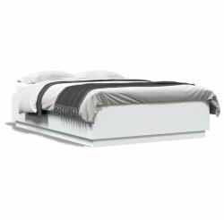 vidaXL fehér szerelt fa ágykeret LED-világítással 160 x 200 cm (3209597)