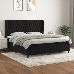vidaXL fekete bársony rugós ágy matraccal 160x200 cm (3129401)
