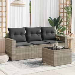 vidaXL 4 részes világosszürke polyrattan kerti ülőgarnitúra párnákkal (3218662) - vidaxl