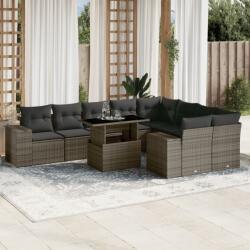 vidaXL 10 részes szürke polyrattan kerti ülőgarnitúra párnákkal (3269390)