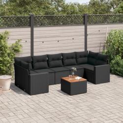 vidaXL 8 részes fekete polyrattan kerti ülőgarnitúra párnákkal (3256363)