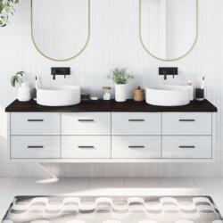 vidaXL sötétbarna kezelt tömör fa fürdőszobai pult 200x60x(2-4) cm (3156271)