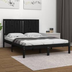 vidaXL fekete tömör fenyőfa ágykeret 140x190 cm (3104397)