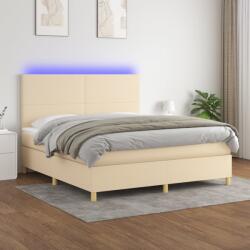 vidaXL krémszínű szövet rugós és LED-es ágy matraccal 160x200 cm (3135290)