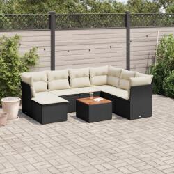 vidaXL 8 részes fekete polyrattan kerti ülőgarnitúra párnákkal (3256091)