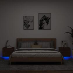 vidaXL 2 db barna tölgy színű éjjeliszekrény LED-világítással (836825)