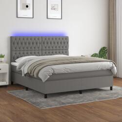 vidaXL sötétszürke szövet rugós és LED-es ágy matraccal 180 x 200 cm (3135134)