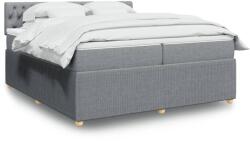 vidaXL világosszürke szövet rugós ágy matraccal 200 x 200 cm (3287570)