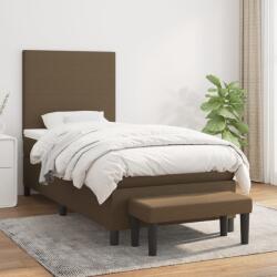 vidaXL sötétbarna szövet rugós ágy matraccal 90 x 190 cm (3136400)