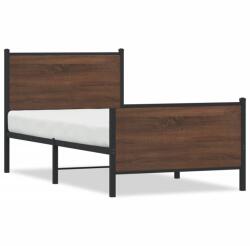 vidaXL barna tölgy színű fém ágykeret matrac nélkül 107 x 203 cm (4007779)