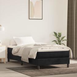 vidaXL fekete bársony rugós ágy matraccal 100 x 200 cm (3144317)