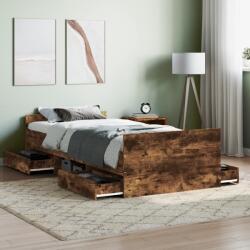 vidaXL füstös tölgy színű ágykeret fej- és lábtámlával 100 x 200 cm (3203800)