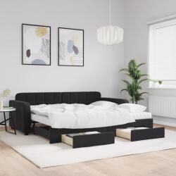 vidaXL fekete kihúzható bársony heverő fiókkal 90 x 200 cm (3197005)