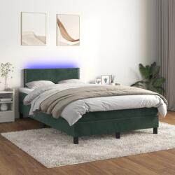 vidaXL sötétzöld bársony rugós és LED-es ágy matraccal 120x200 cm (3134336)