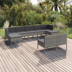 vidaXL 9 részes szürke polyrattan kerti bútorszett párnákkal (3094550)