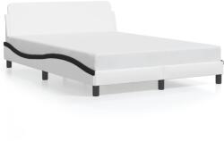 vidaXL fehér és fekete műbőr ágykeret fejtámlával 120 x 200 cm (373164)