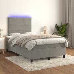 vidaXL világosszürke bársony rugós és LED-es ágy matraccal 120x200 cm (3136173)