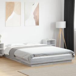 vidaXL szürke sonoma színű szerelt fa ágykeret LED-del 140x200 cm (3281103)
