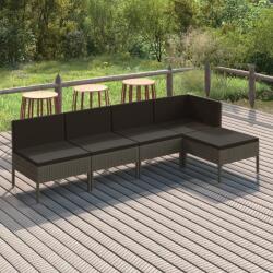 vidaXL 5 részes szürke polyrattan kerti ülőgarnitúra párnákkal (3094370)