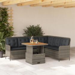 vidaXL 2 részes szürke polyrattan kerti kanapészett párnákkal (3262080)